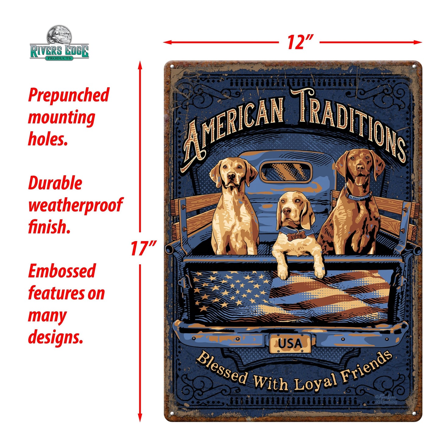 Tin Sign 12in x 17in-American Tradition Dogs