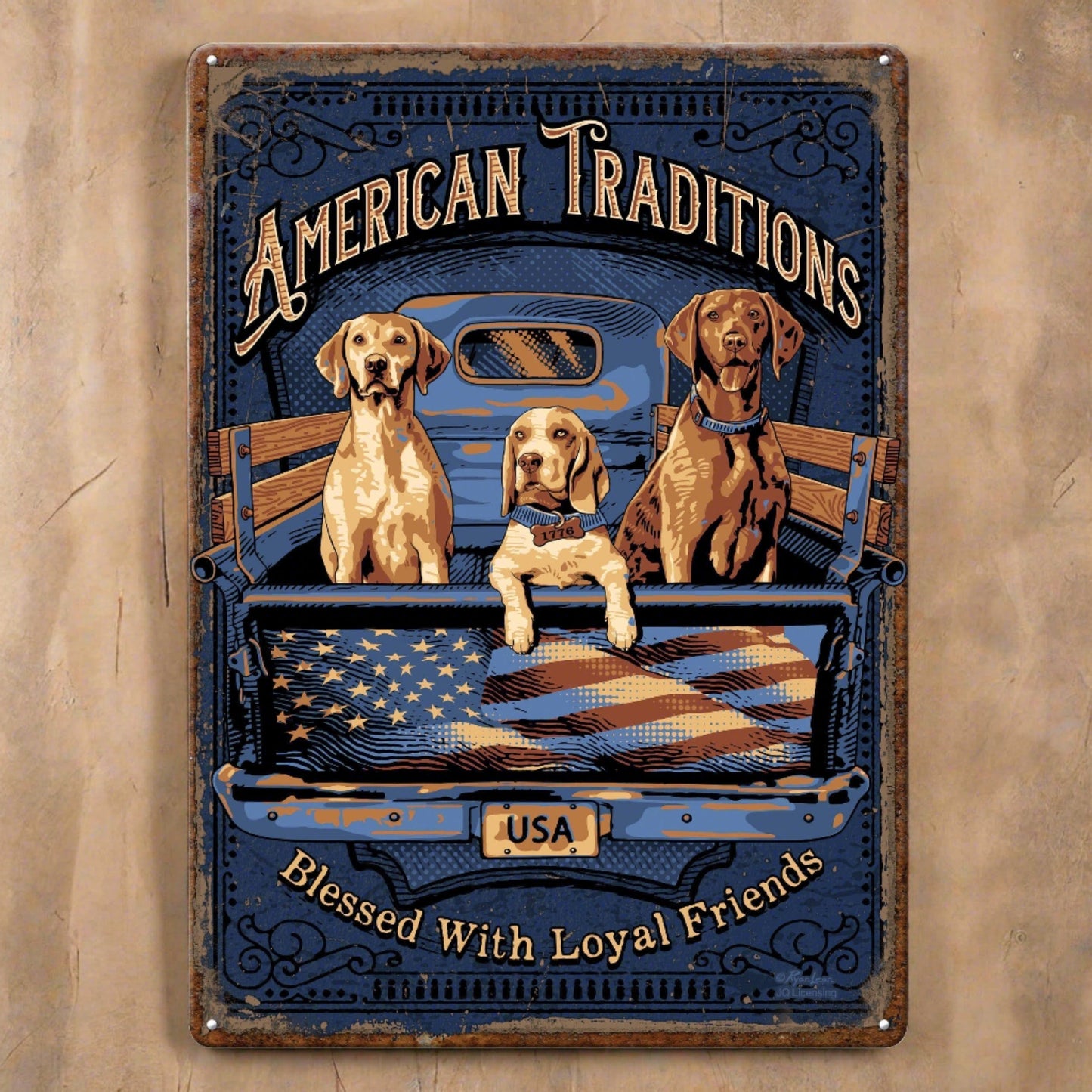 Tin Sign 12in x 17in-American Tradition Dogs
