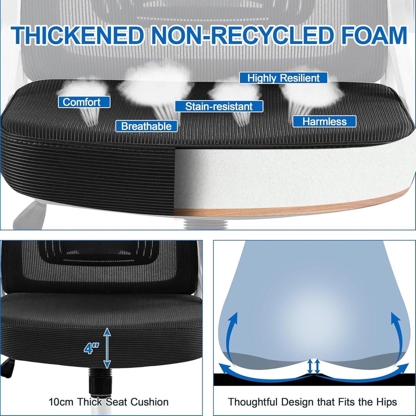 Ergonomic Mesh Office Chair High Back White And Black