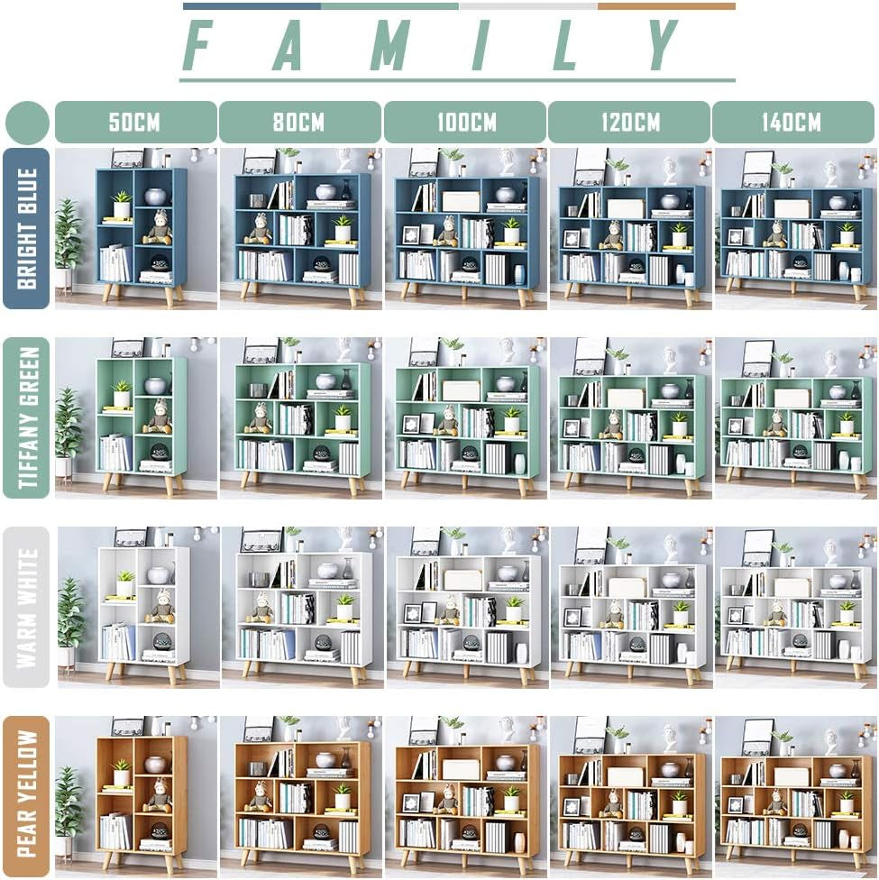 Blue Wood Open Shelf Bookcase 3 Tier 8 Cube Storage
