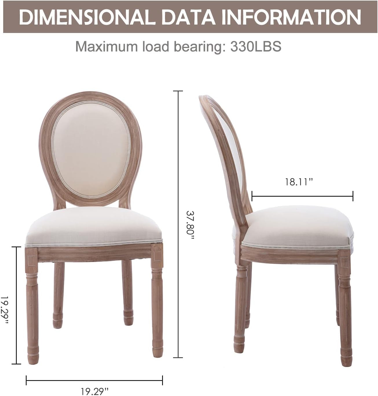 French Country Dining Chairs Set Of 4 With Carved Solid Wood Frames