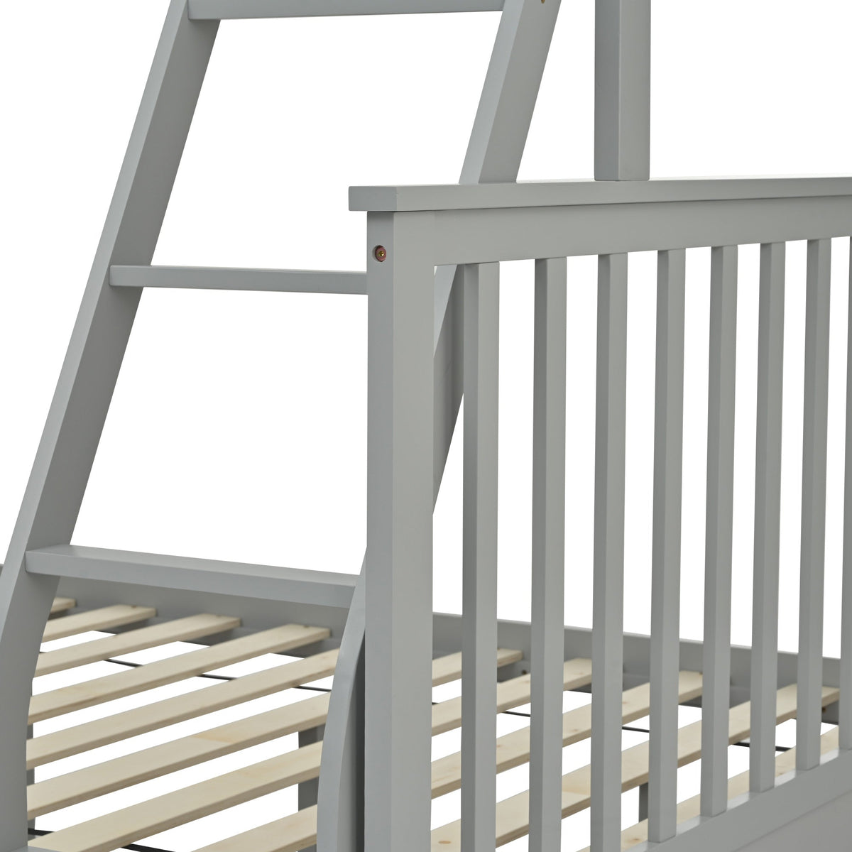 Twin Over Full Bunk Bed with Storage Drawers – Gray