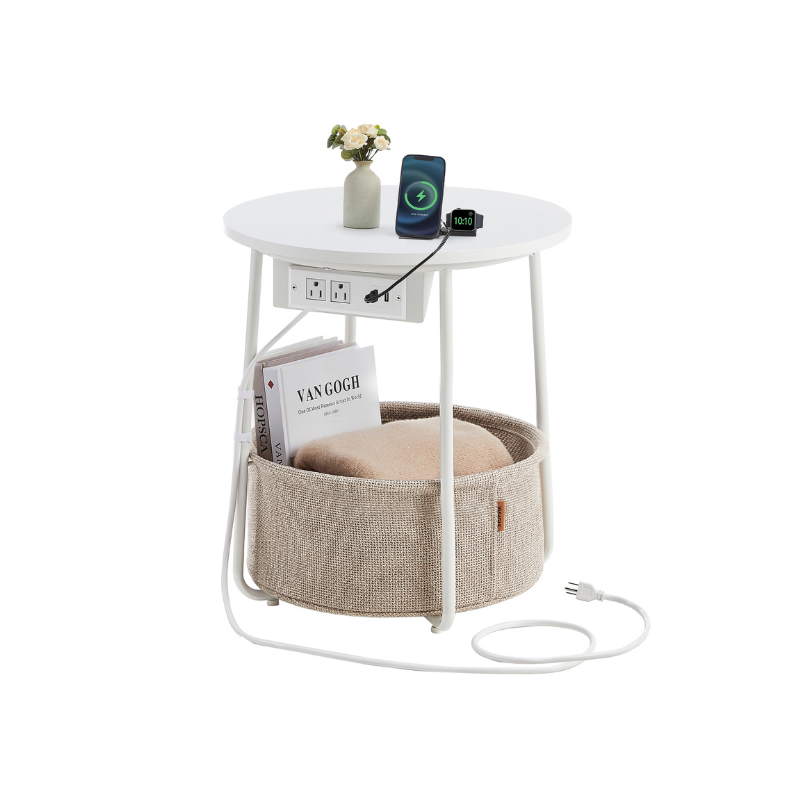 Side Table with Charging Station