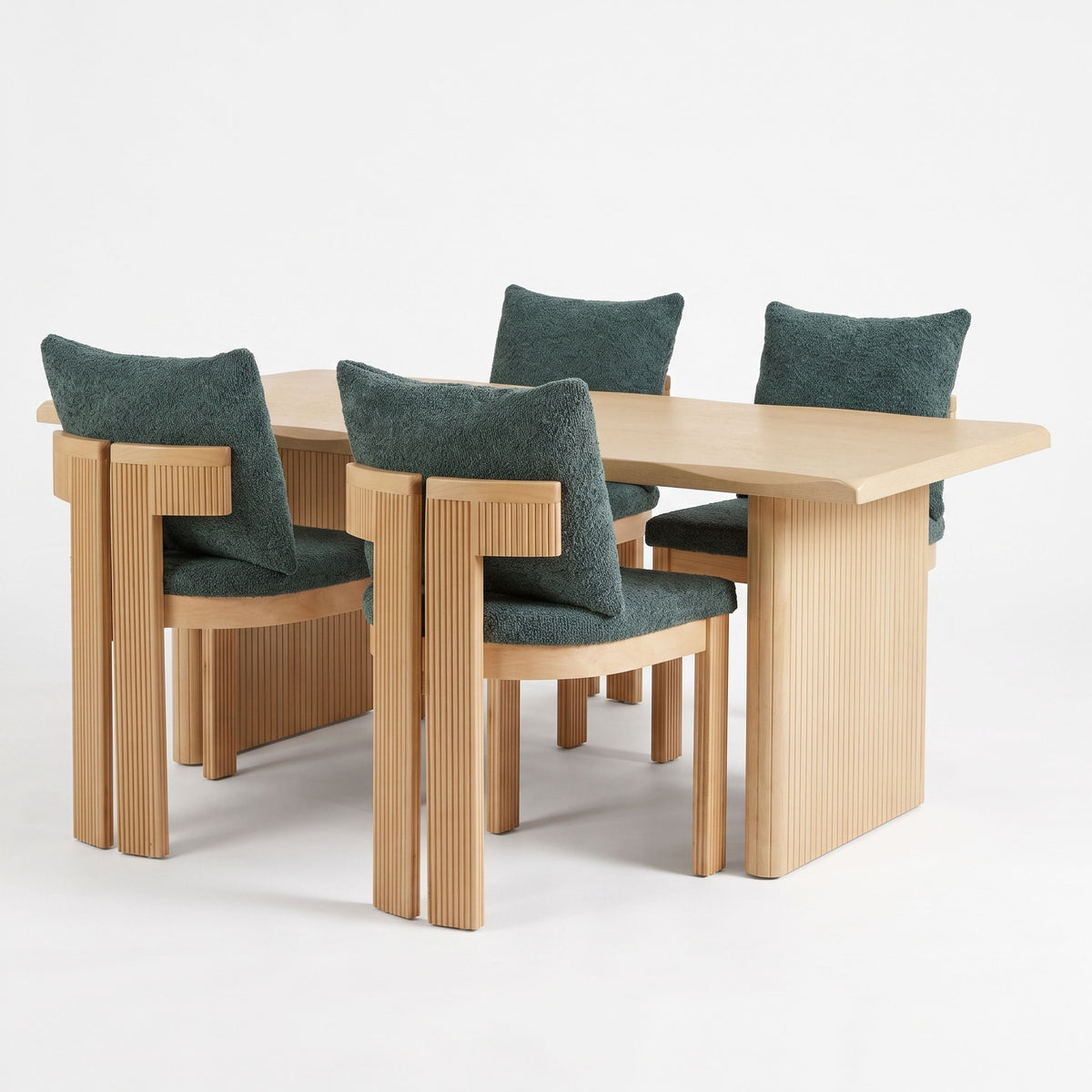 5-Piece Indoor Dining Set, 68.75" MDF Dining Table & 4 Rubber Wood Chairs