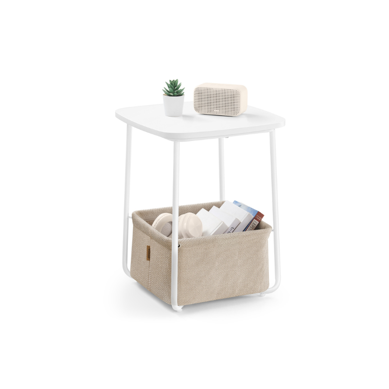 Square Side Table with Fabric Basket
