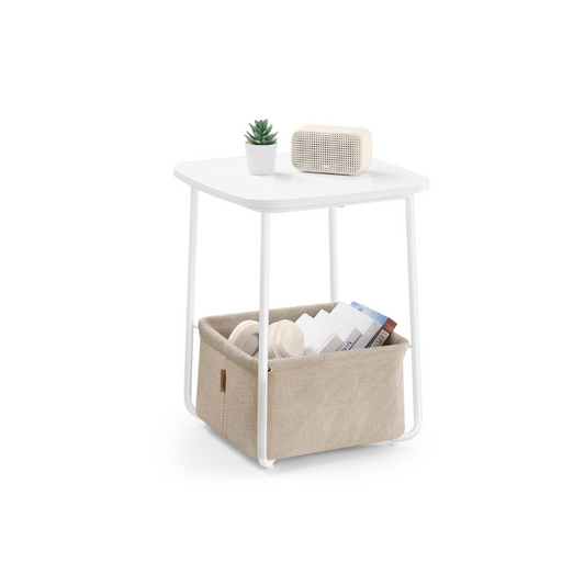 Square Side Table with Fabric Basket