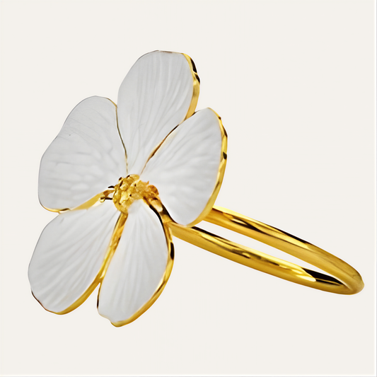 Gold Napkin Rings – Elegant Flower Design Decorative Table Napkin Holders