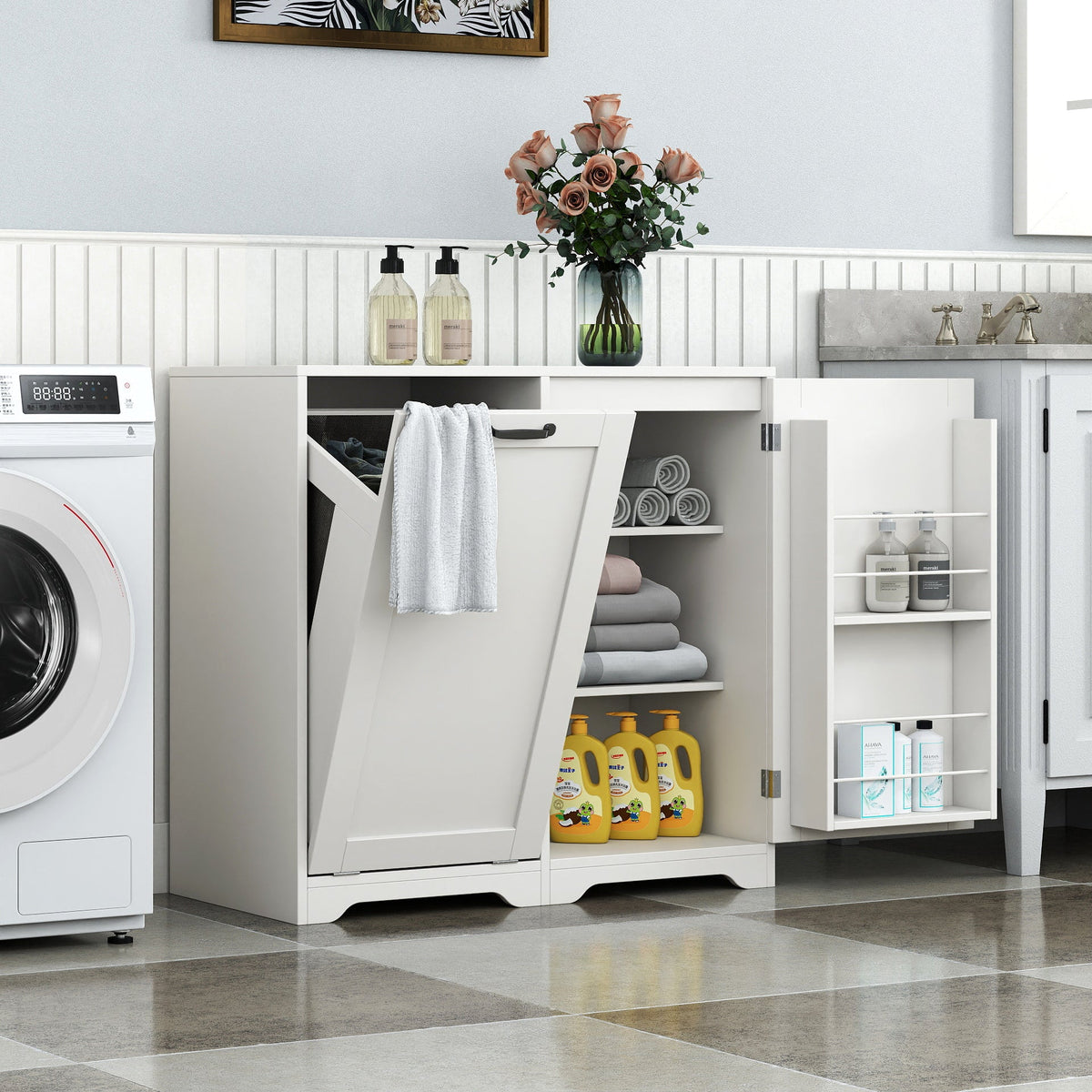 Laundry Cabinet with Doors and Adjustable Shelf