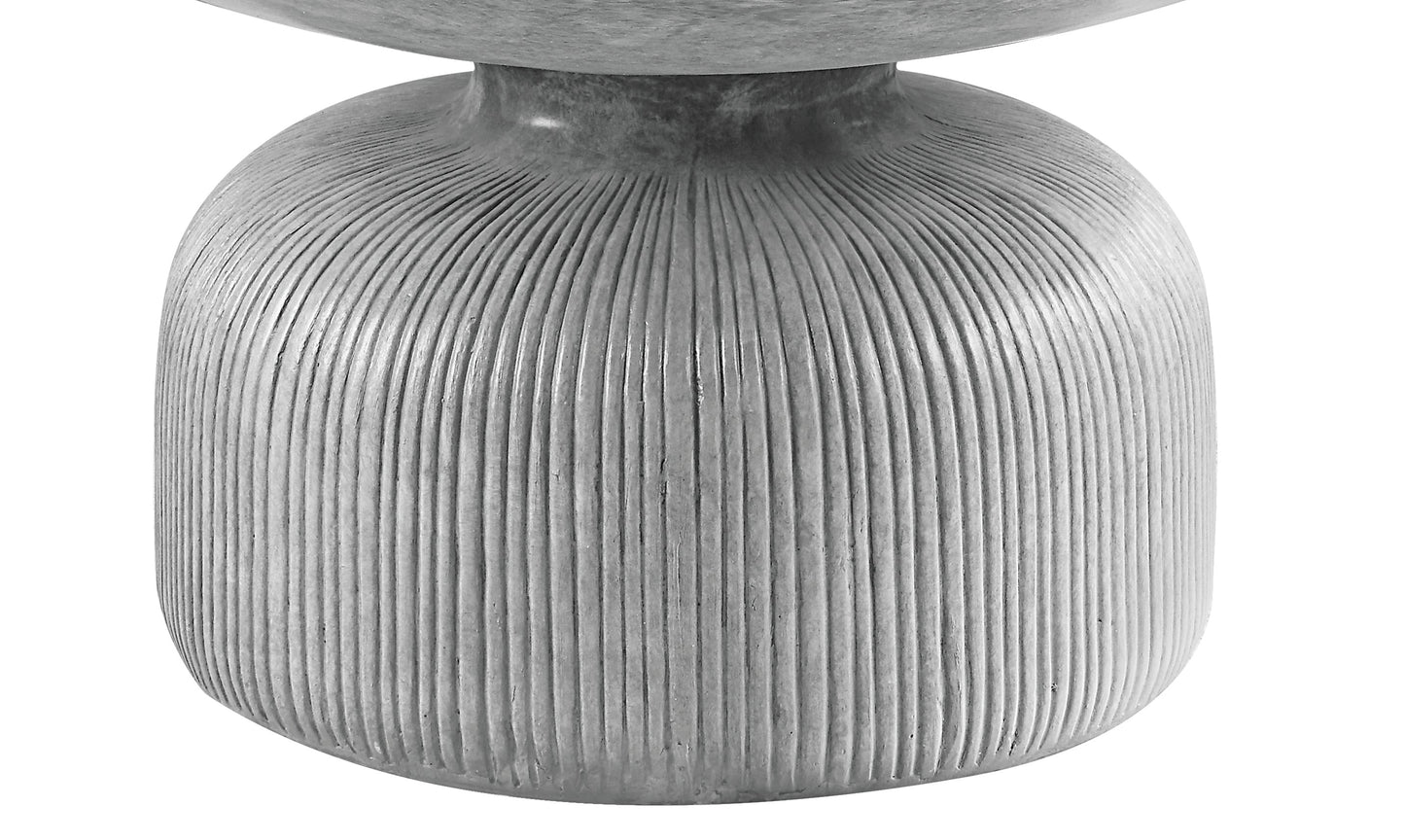 Weathered Grey Coffee Table with Round Top and Pedestal Base