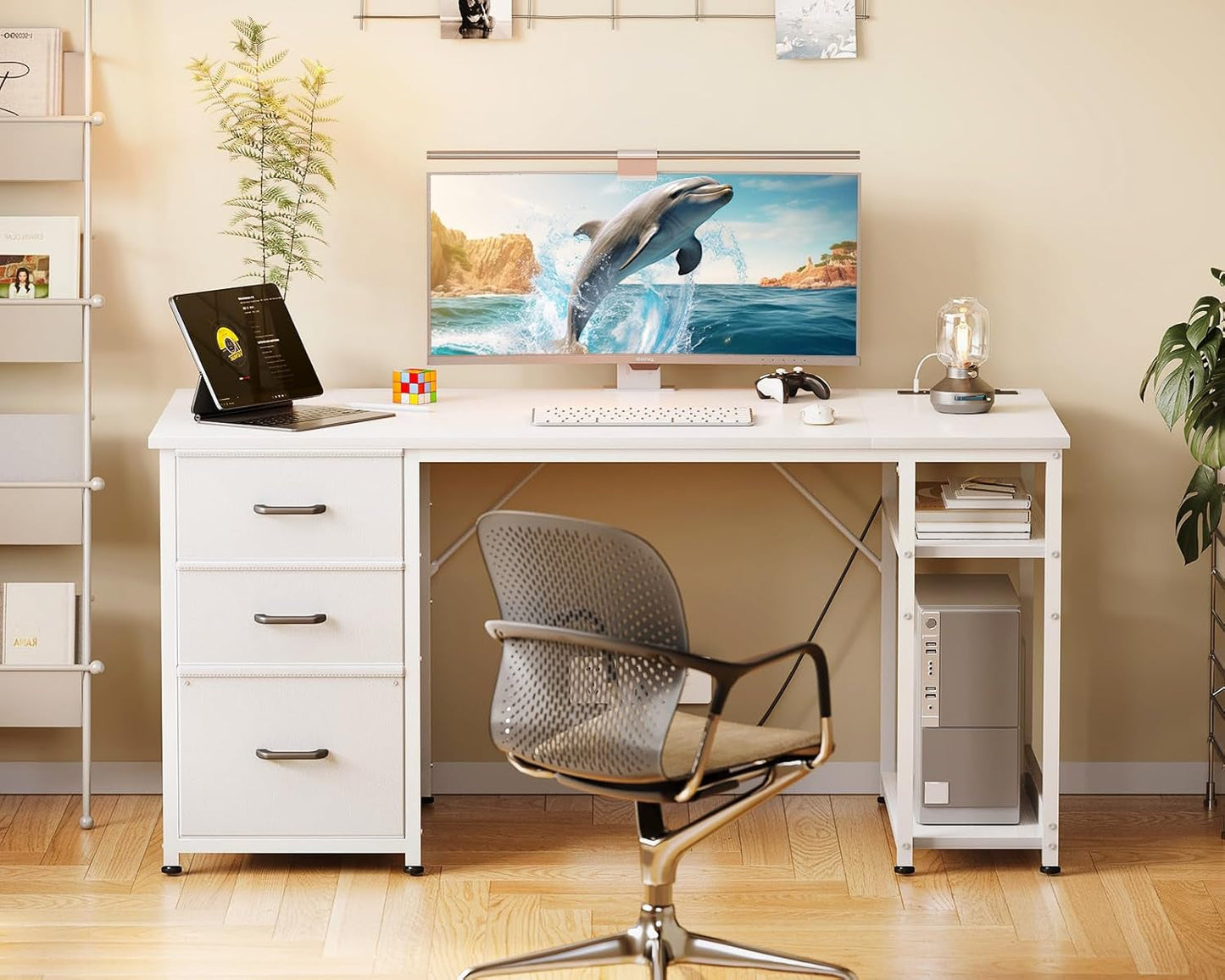51 Inch Computer Desk With USB Outlets For Home Office