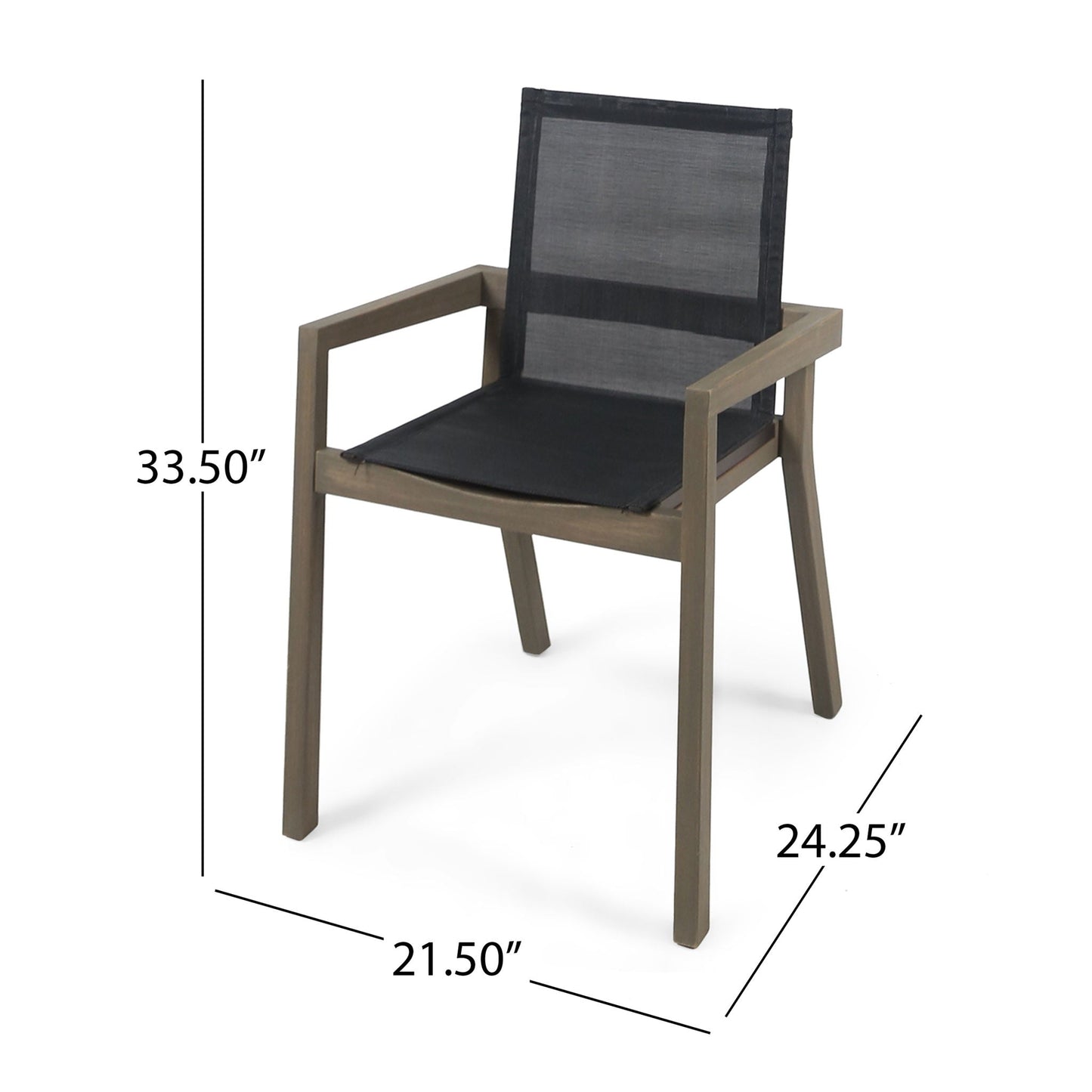 Belfast Dining Chair With Acacia Wood Frame And Mesh Seating (Set of 2)
