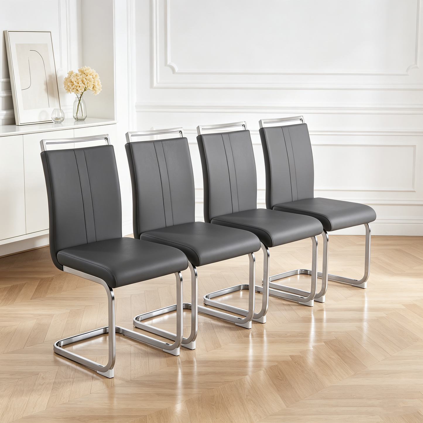 Modern PU Faux Leather Dining Chairs Set of 4