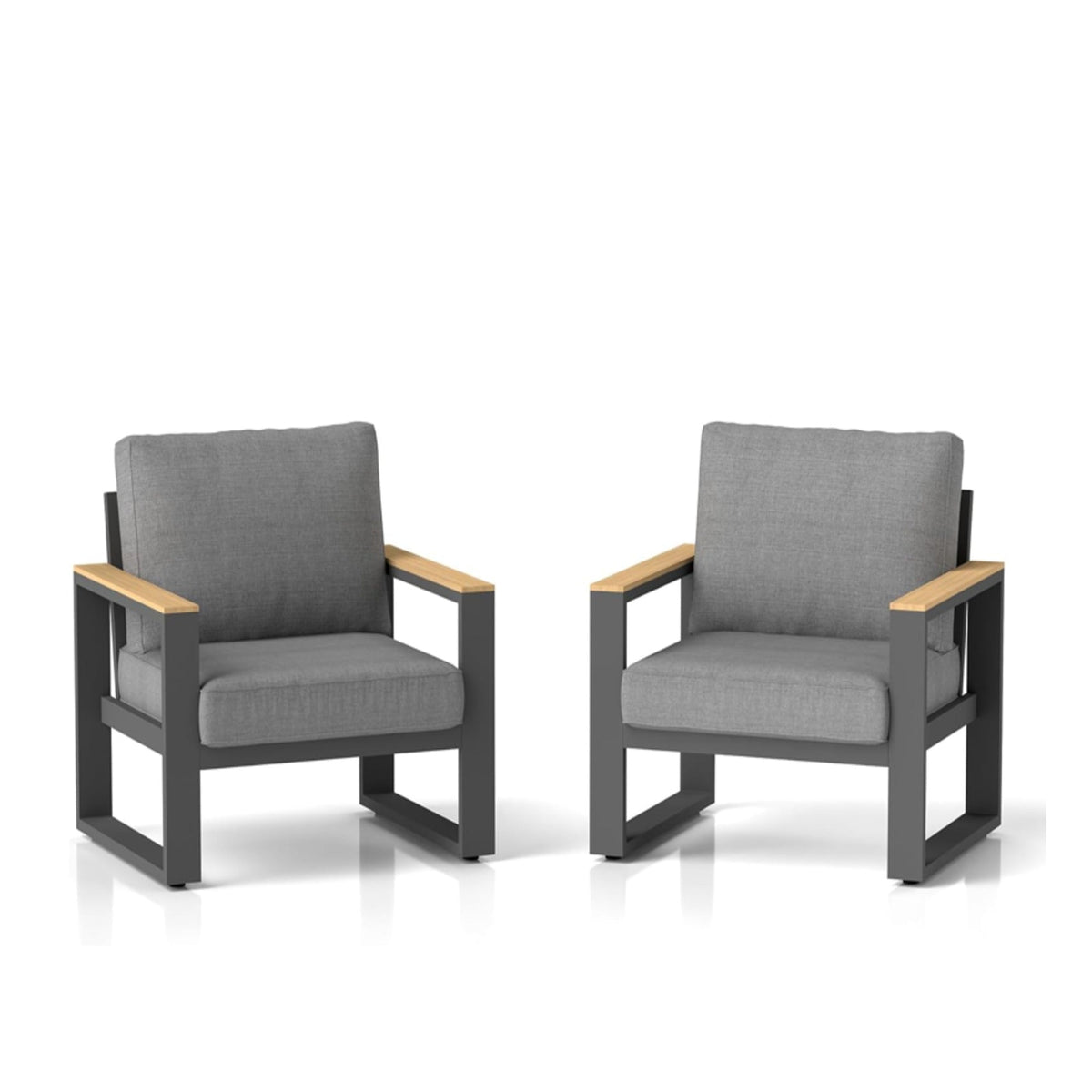 Set of 2 26.6" All-Weather Aluminum Patio Armchairs