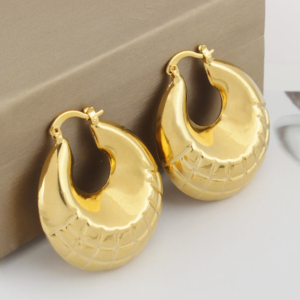 RMZ GOLD NYC 14k Gold Puffy Bamboo Nugget Hoop Earrings