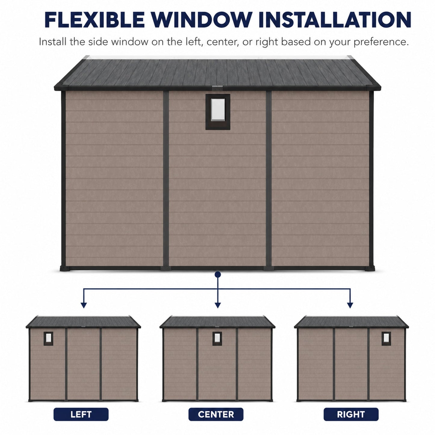 8x10 FT Plastic Outdoor Storage Shed - Lockable Resin Tool Shed
