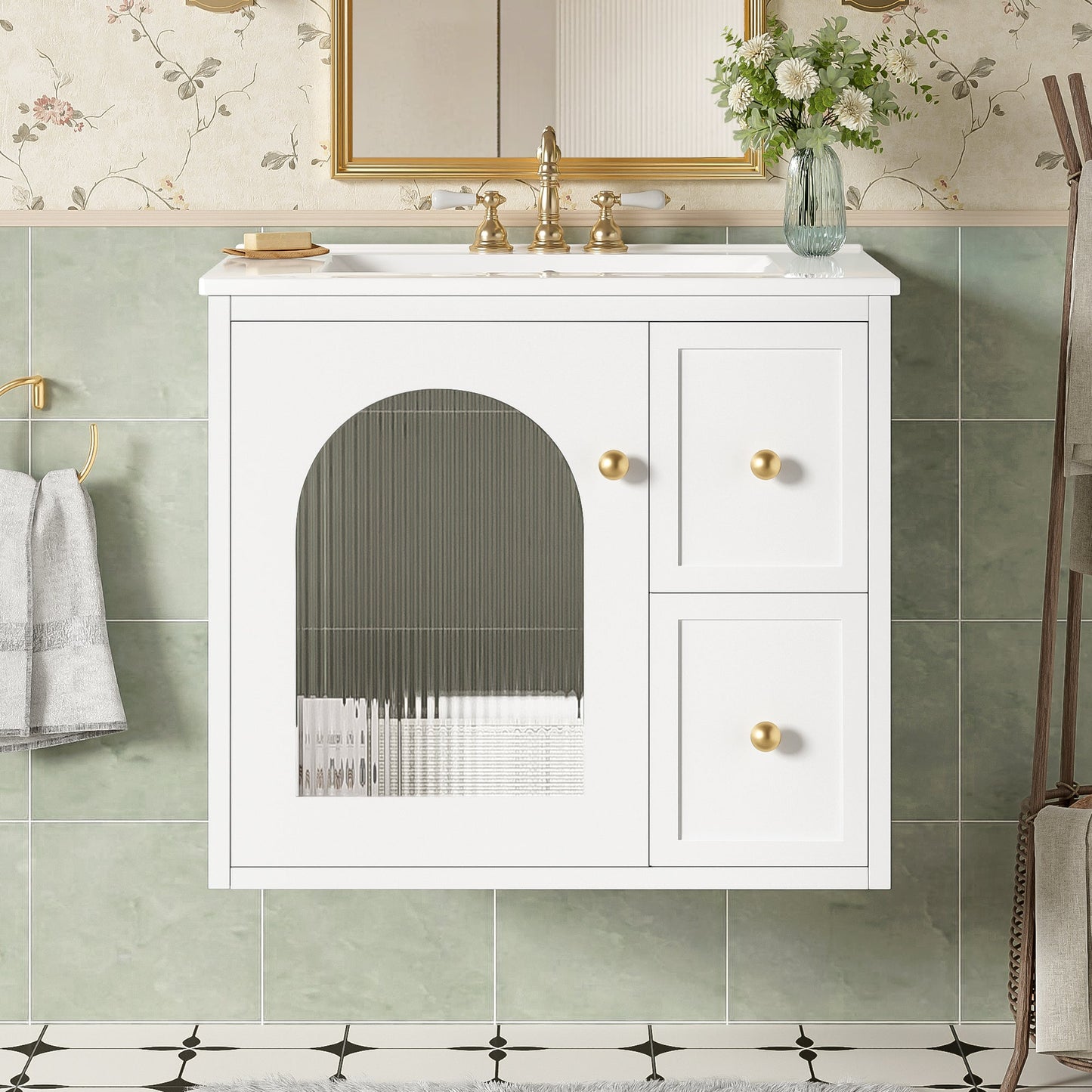 24" Bathroom Vanity Set Wall Mounted for Small Spaces