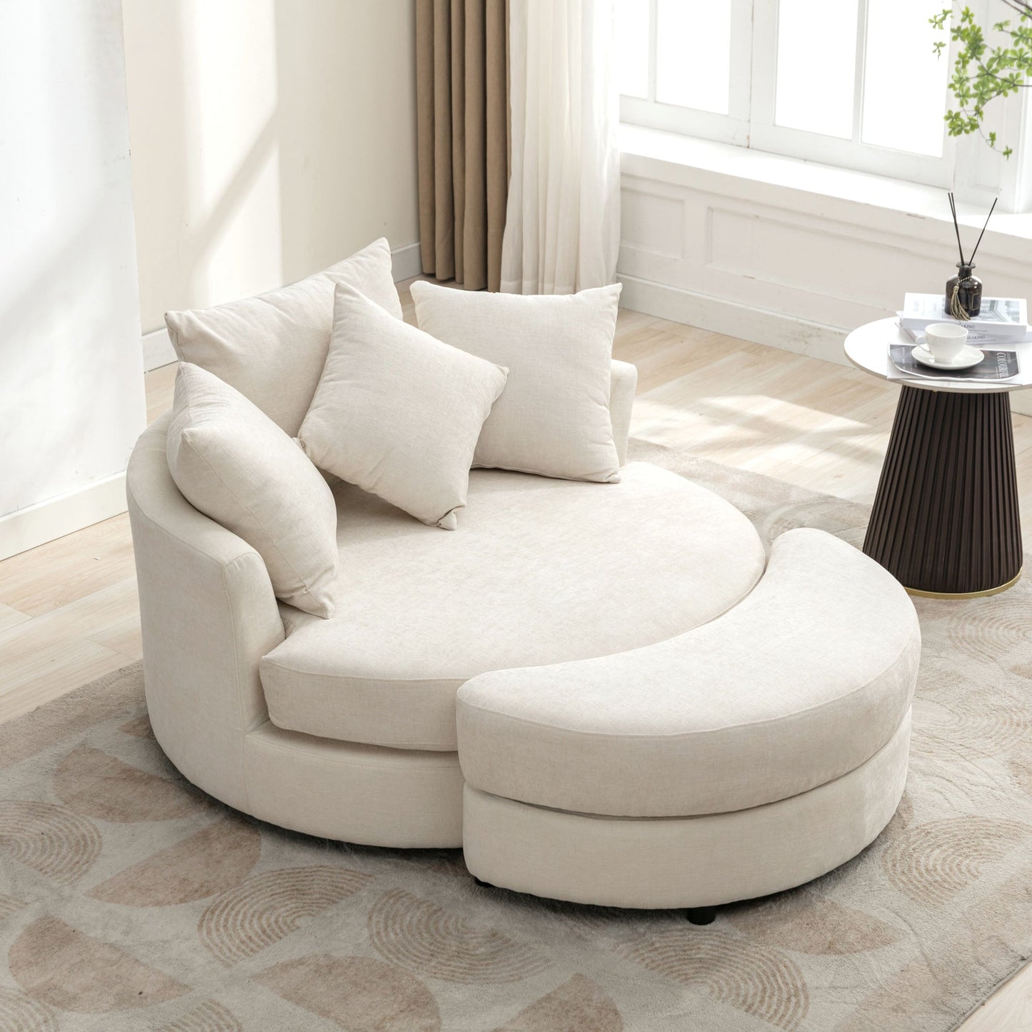 Orisfur 360° Swivel Accent Barrel Chair with Storage Ottoman