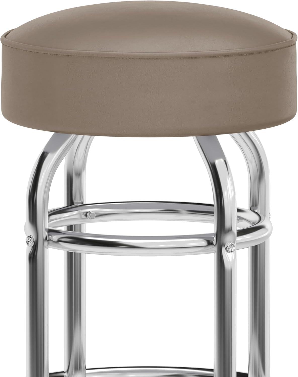 Bruno 2 Pack Chrome Bar Stools Beige Seats Swivel Set