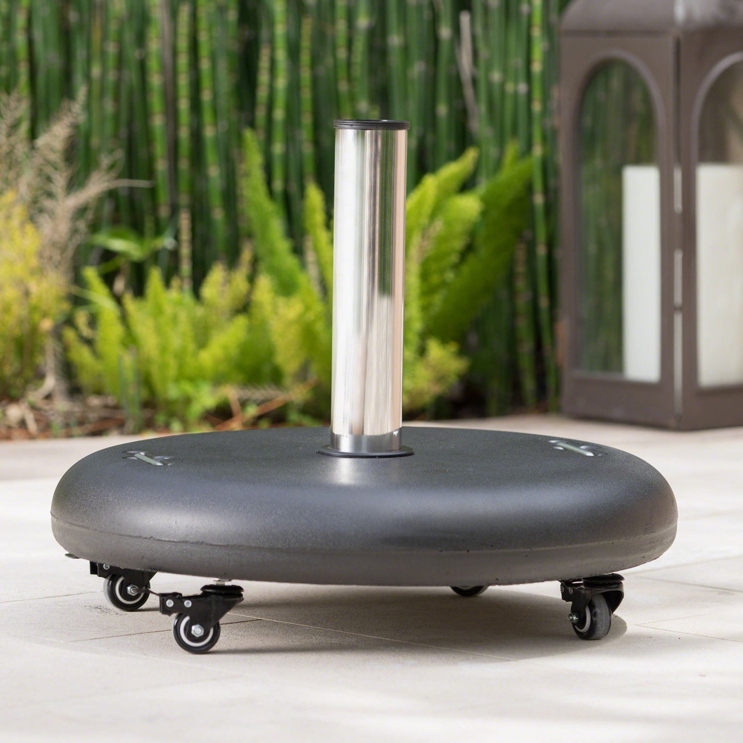 Wheelie Round Umbrella Base With Stainless Steel Holder