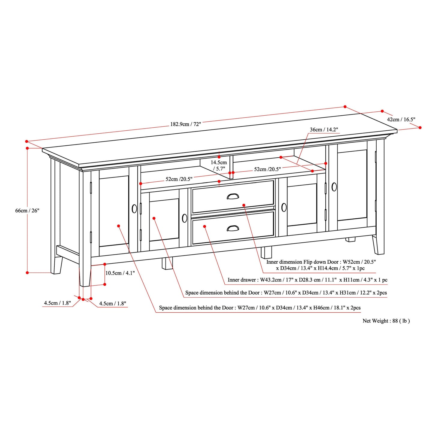 Redmond - 72' TV Media Stand - Rustic Natural Aged Brown
