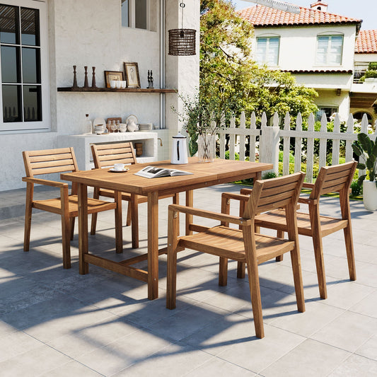 U_STYLE 5-Piece Outdoor Acacia Wood Dining Set