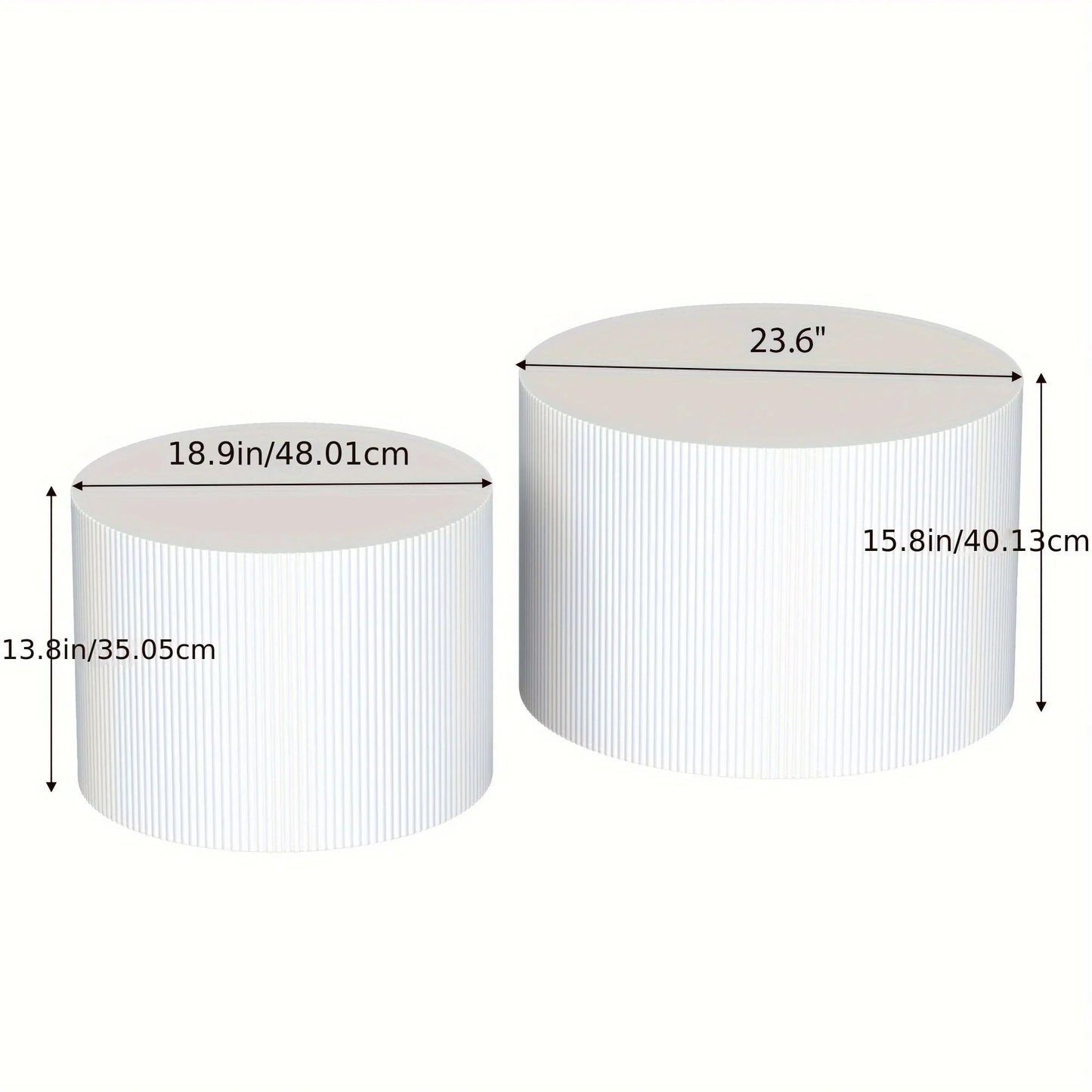 23.6" Vertical Grain Round Wooden Coffee Tables, Modern Nesting Coffee Table Set of 2, Indoor Side Table for Small Spaces Living Room, Bedroom, Balcony, Office