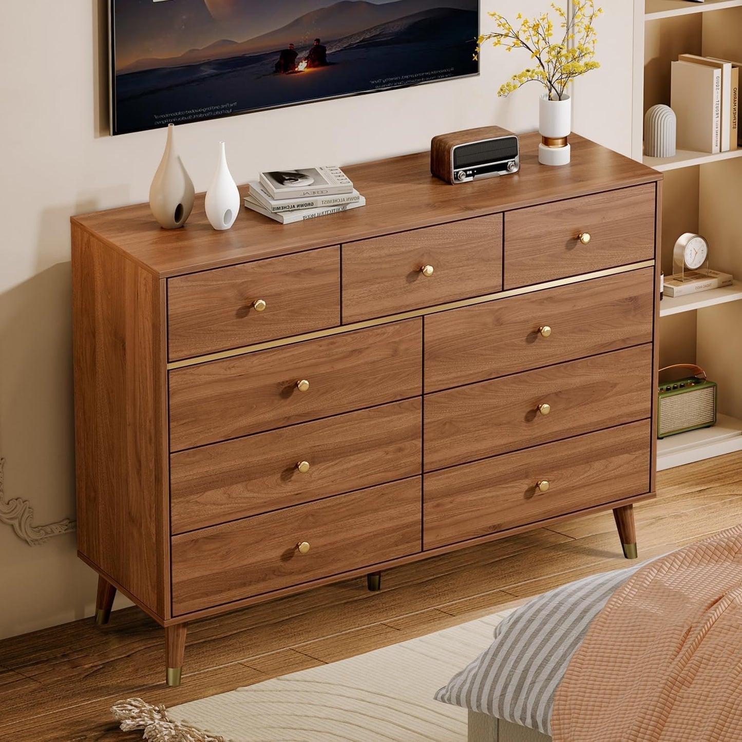 Dark Espresso Storage Cabinet Dresser With Anti Tip