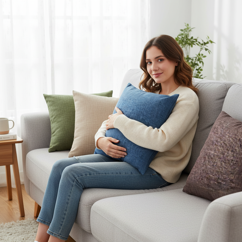 Set of 2 Throw Pillow Solid Covers or Full Set with Insert – 22"x22" choose Decorative Throw Pillow