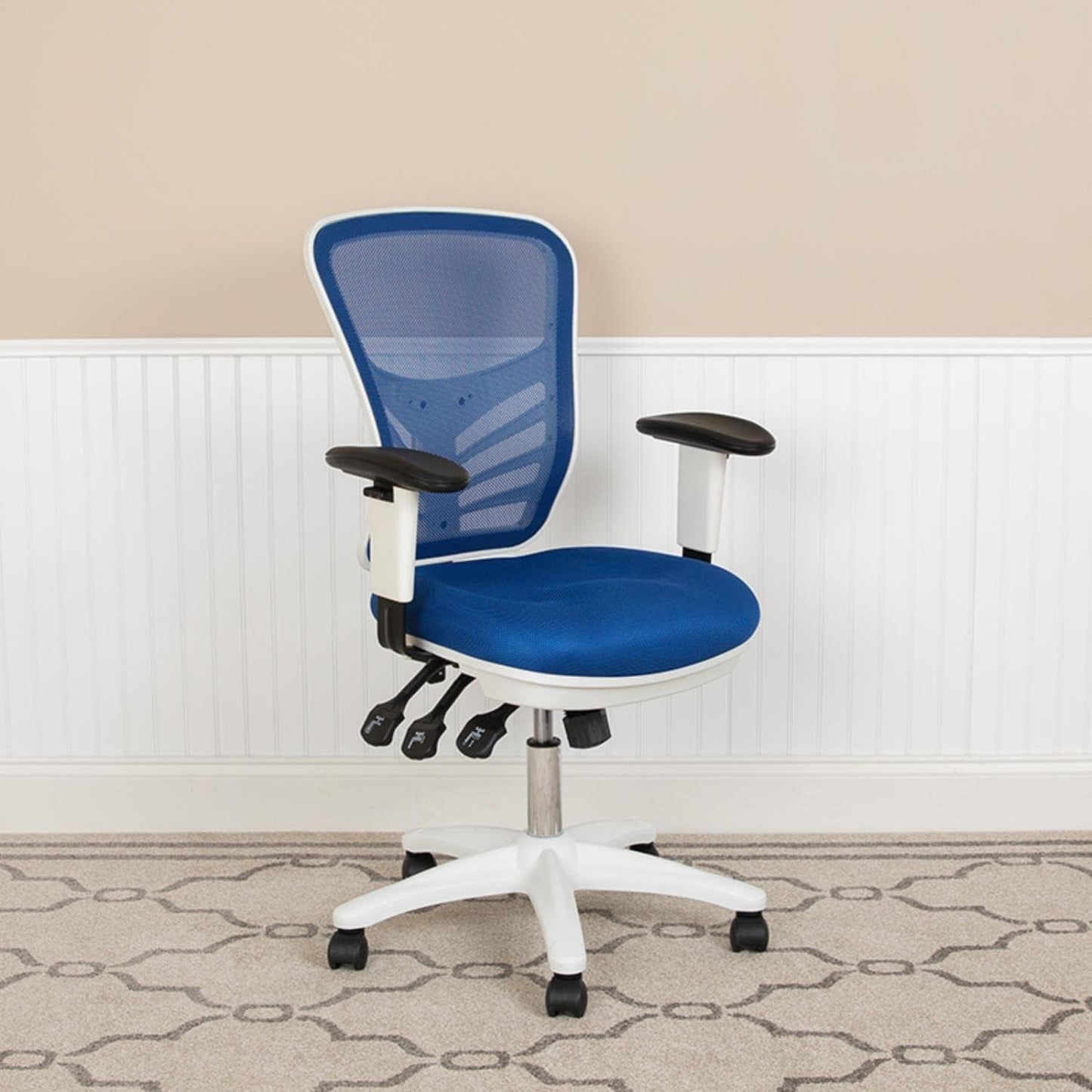 Blue Executive Office Chair With Adjustable Arms Comfort
