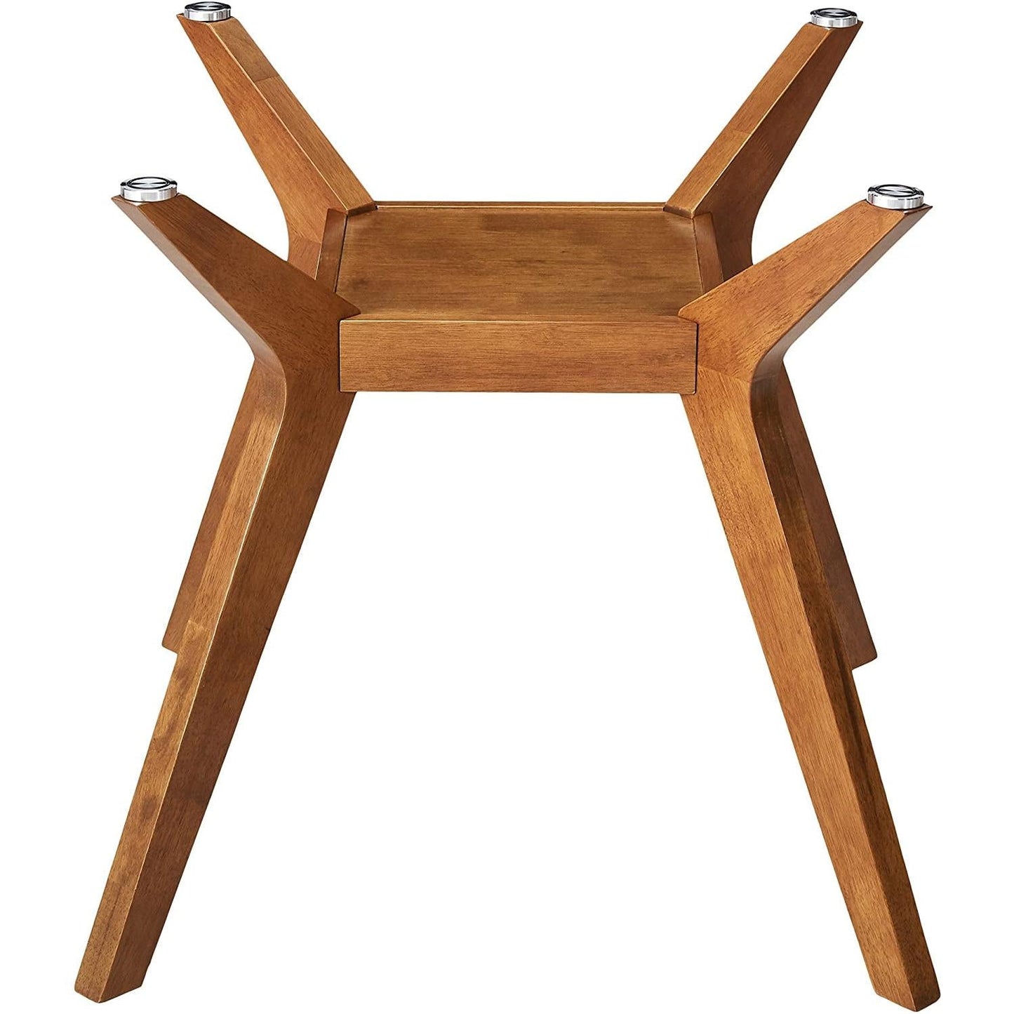 Paxton Mid Century Modern Dining Table Base Nutmeg Finish with geometric design and sturdy angular legs.