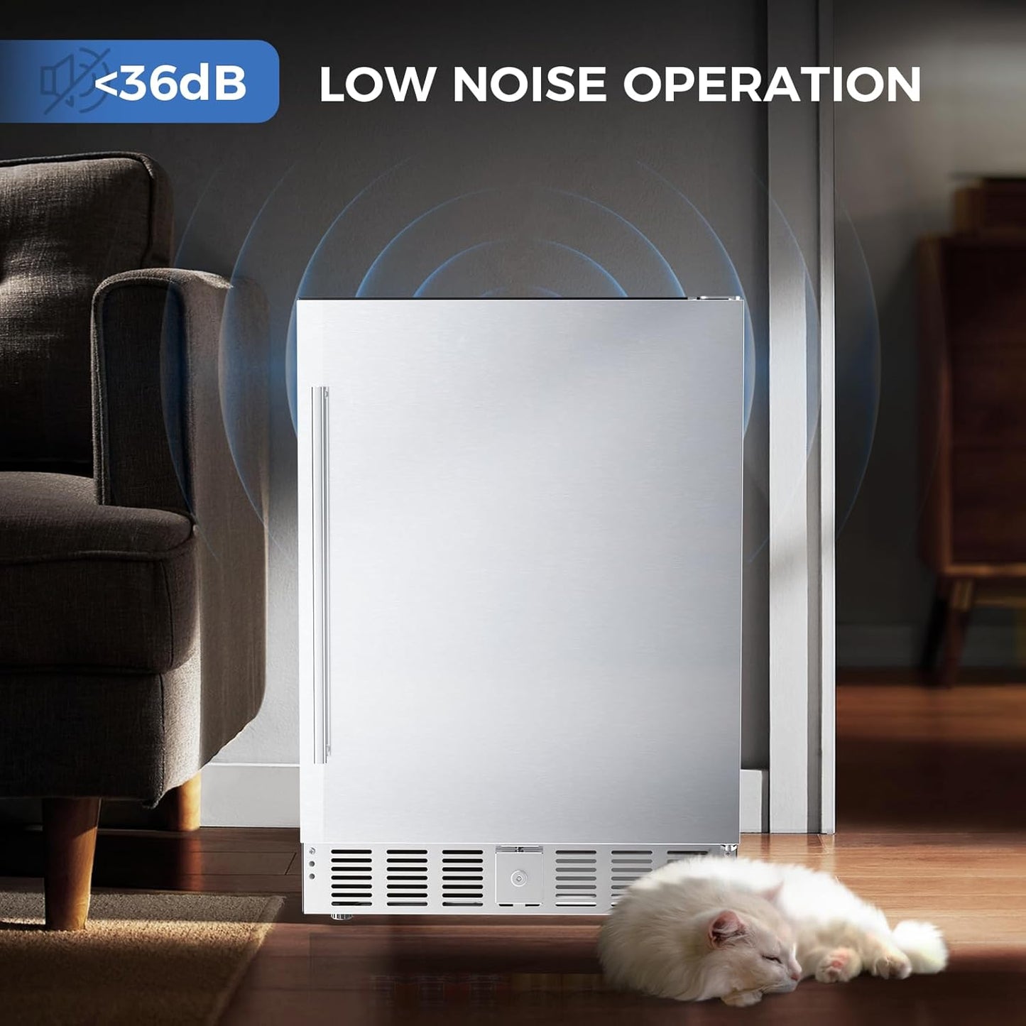 Under Counter Refrigerator, 24 Inch Double Drawer Beverage Fridge F58145