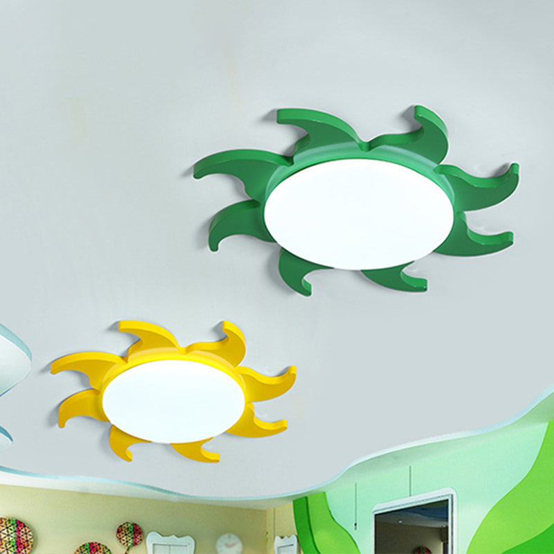 Mia Yellow Cartoon Sun Nursery Ceiling Light with LED Flush Mount