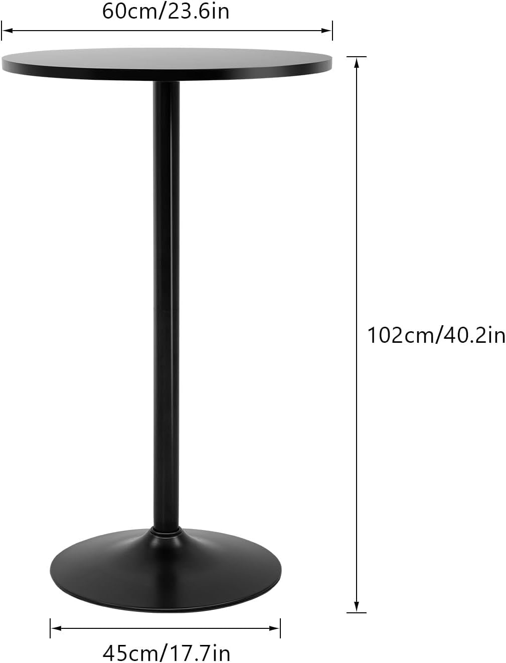 40 Inch Round Bistro Pub Table Steel Frame Construction
