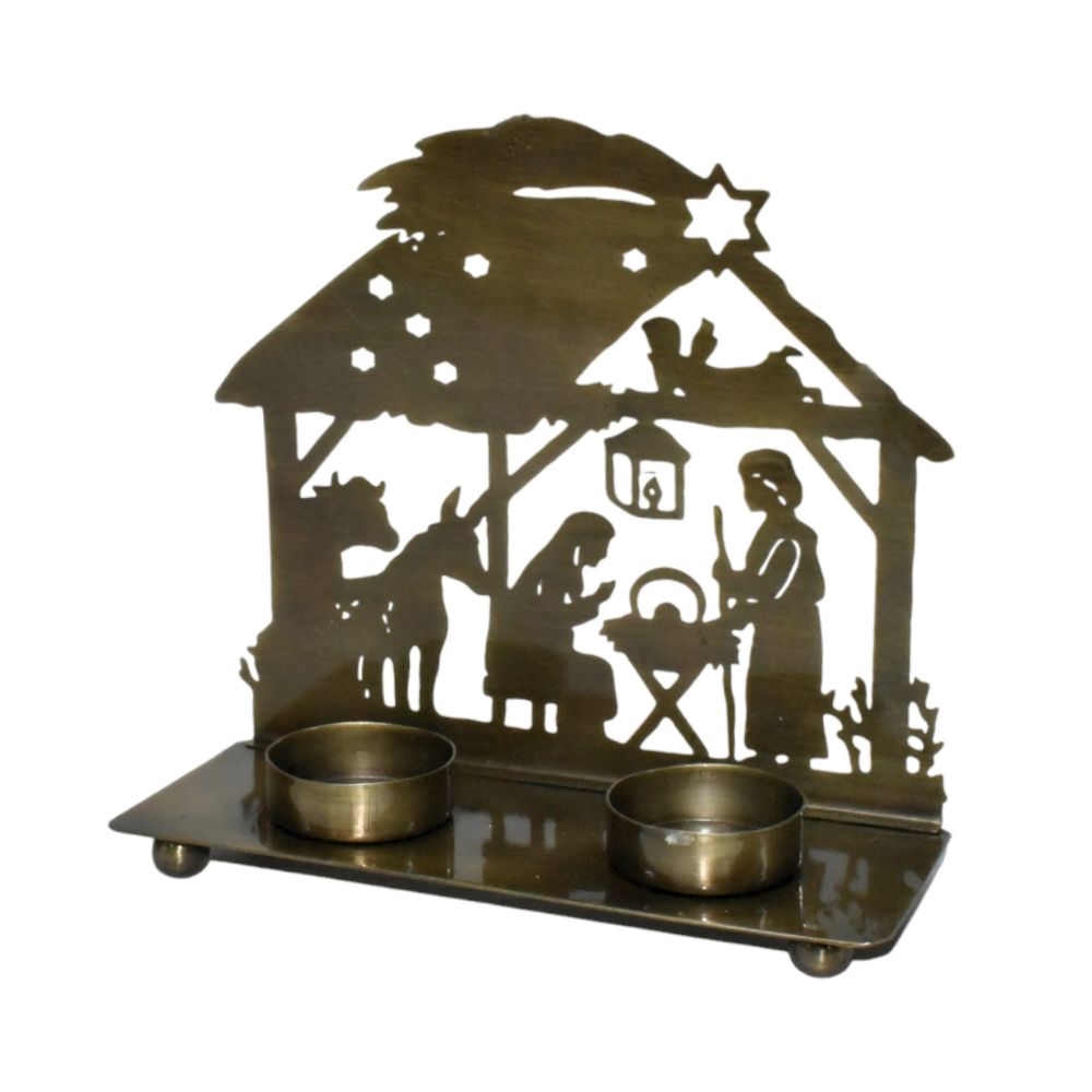 Nativity Manger Scene T-Light Candle Holder