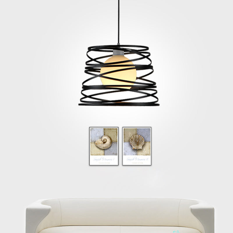 Isabella's White Glass Dome Pendant Light