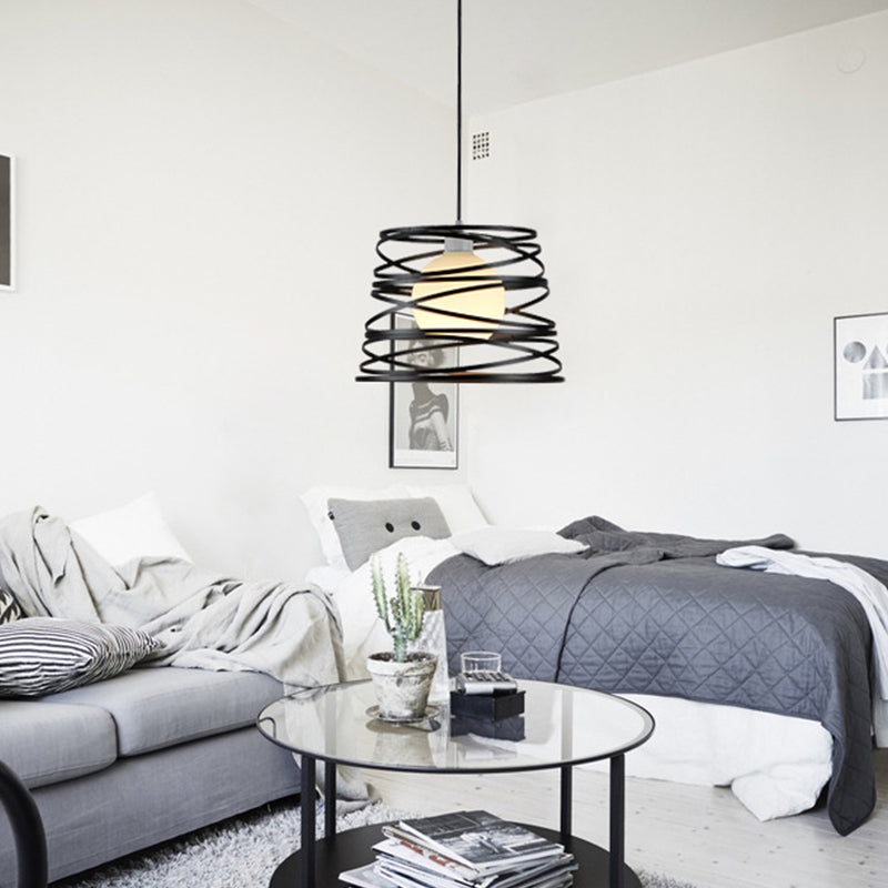 Isabella's White Glass Dome Pendant Light