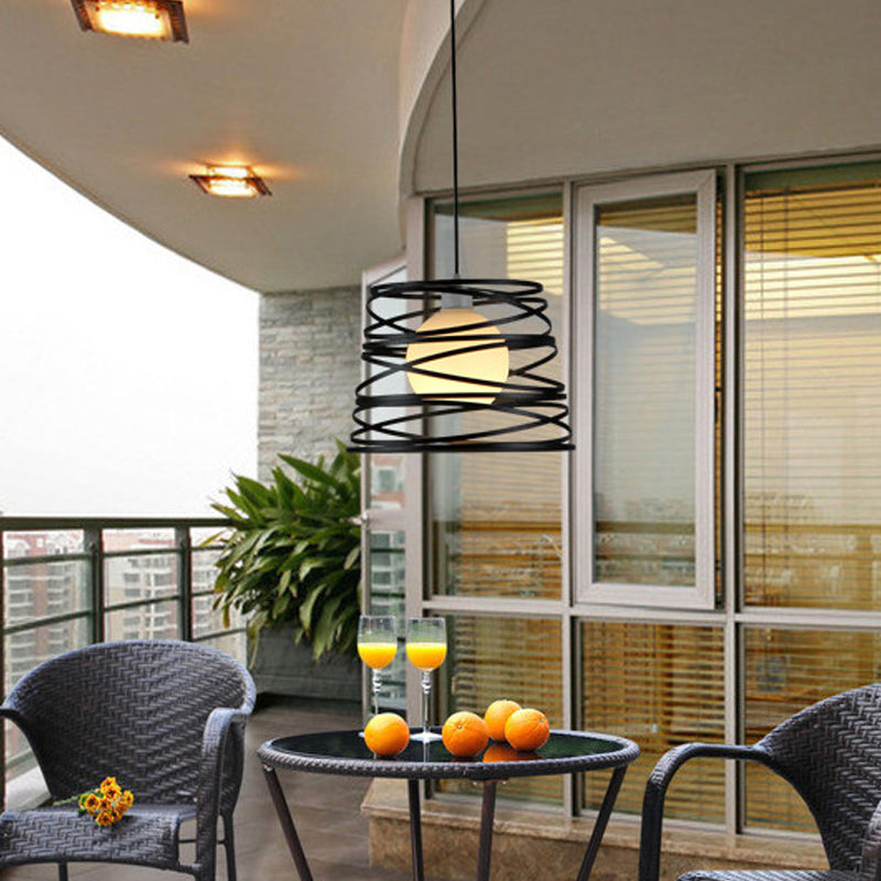 Isabella's White Glass Dome Pendant Light