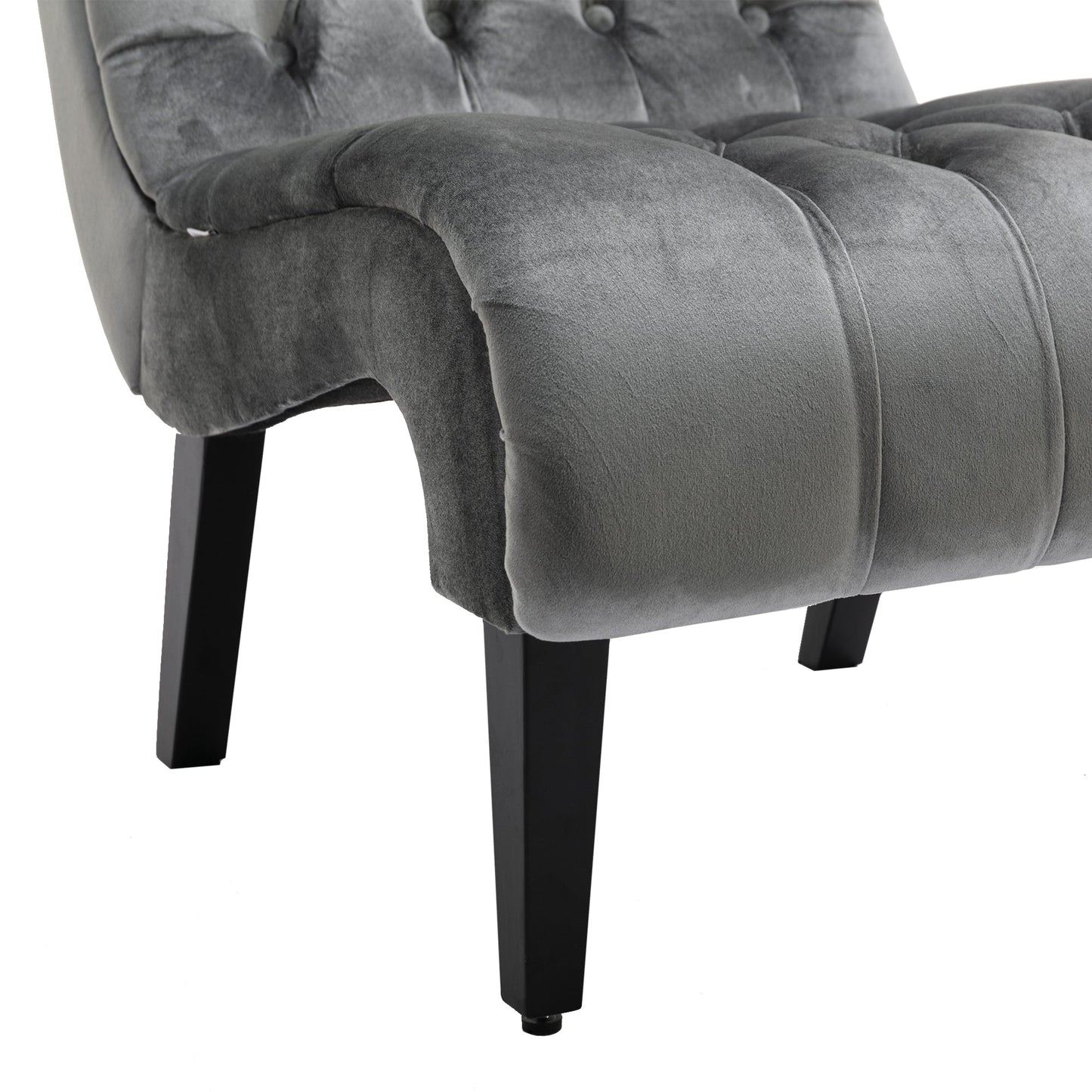 COOLMORE Modern Velvet Armless Accent Living Room Chair / Leisure Chair,Upholstered Fabric Button Comfortable Chair with Wooden Legs for Bedroom, Living Room, Office (Silver Velvet)