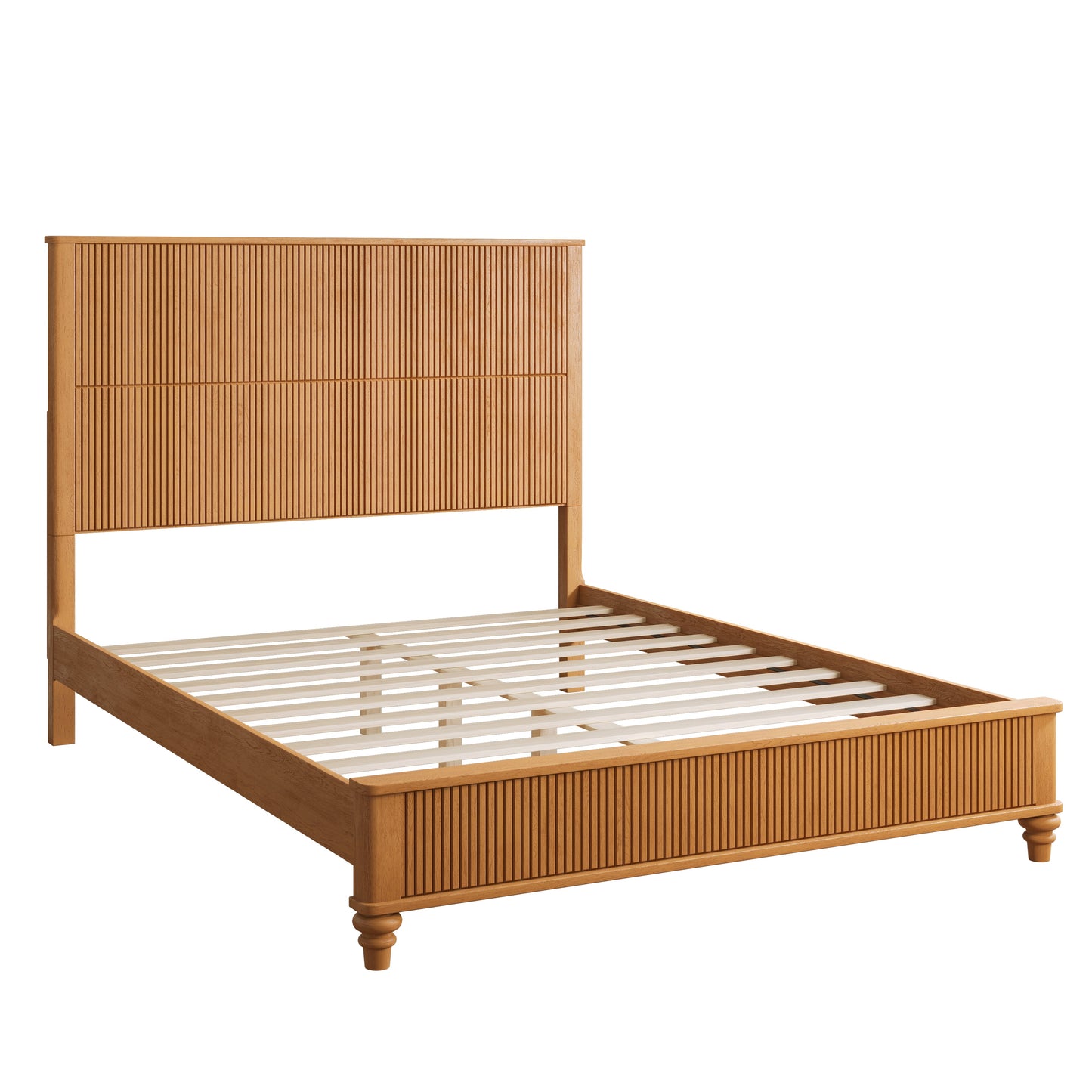 Solid Wood Bed Frame with Tall Headboard