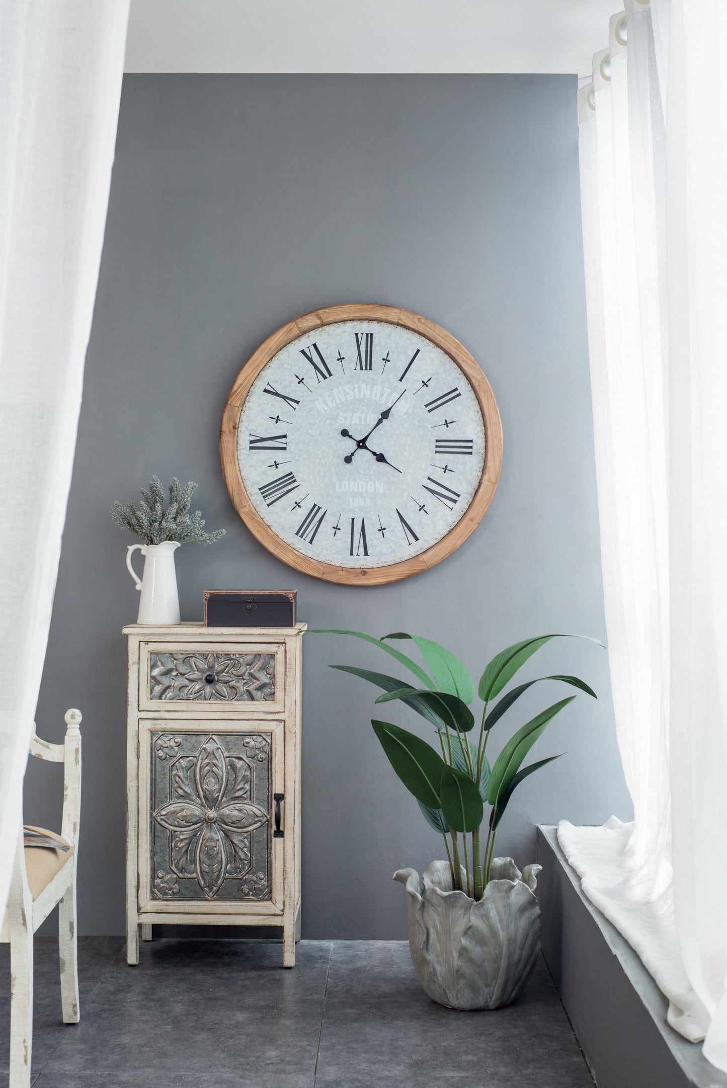 D32.3' Grant Oversized Wall Clock with Fir Wood Frame