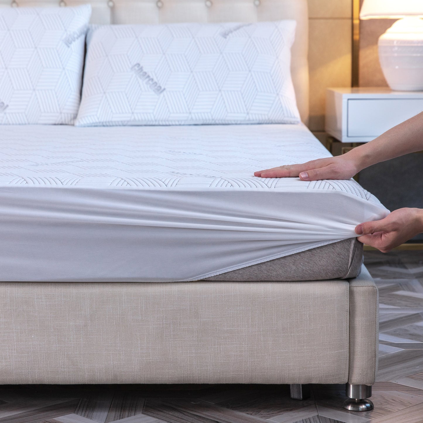 Bibb Home Bamboo Charcoal Infused Waterproof Mattress Pad