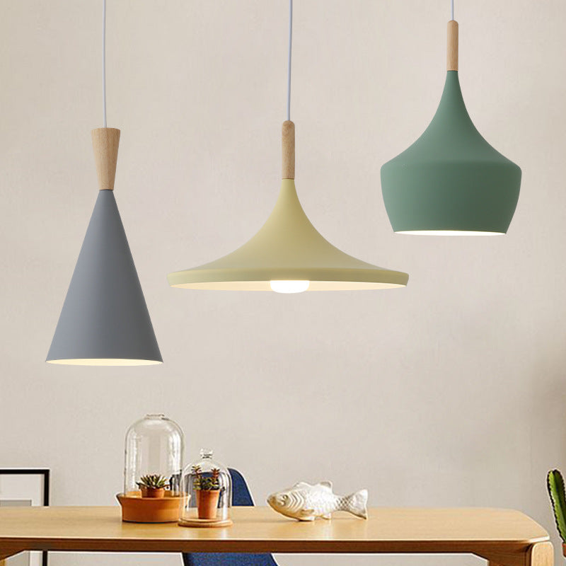 Macaron Style Geometric Pendant Light - Modern Metal Hanging Fixture for Dining Room