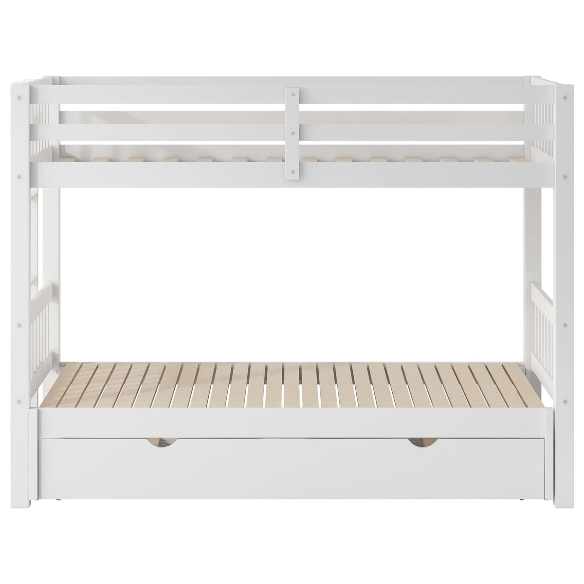 Twin Over Pull-Out Bunk Bed with Trundle, White