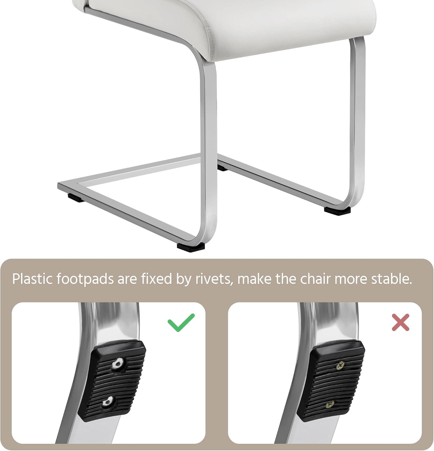 Set Of 2 High Back Faux Leather Dining Chairs White