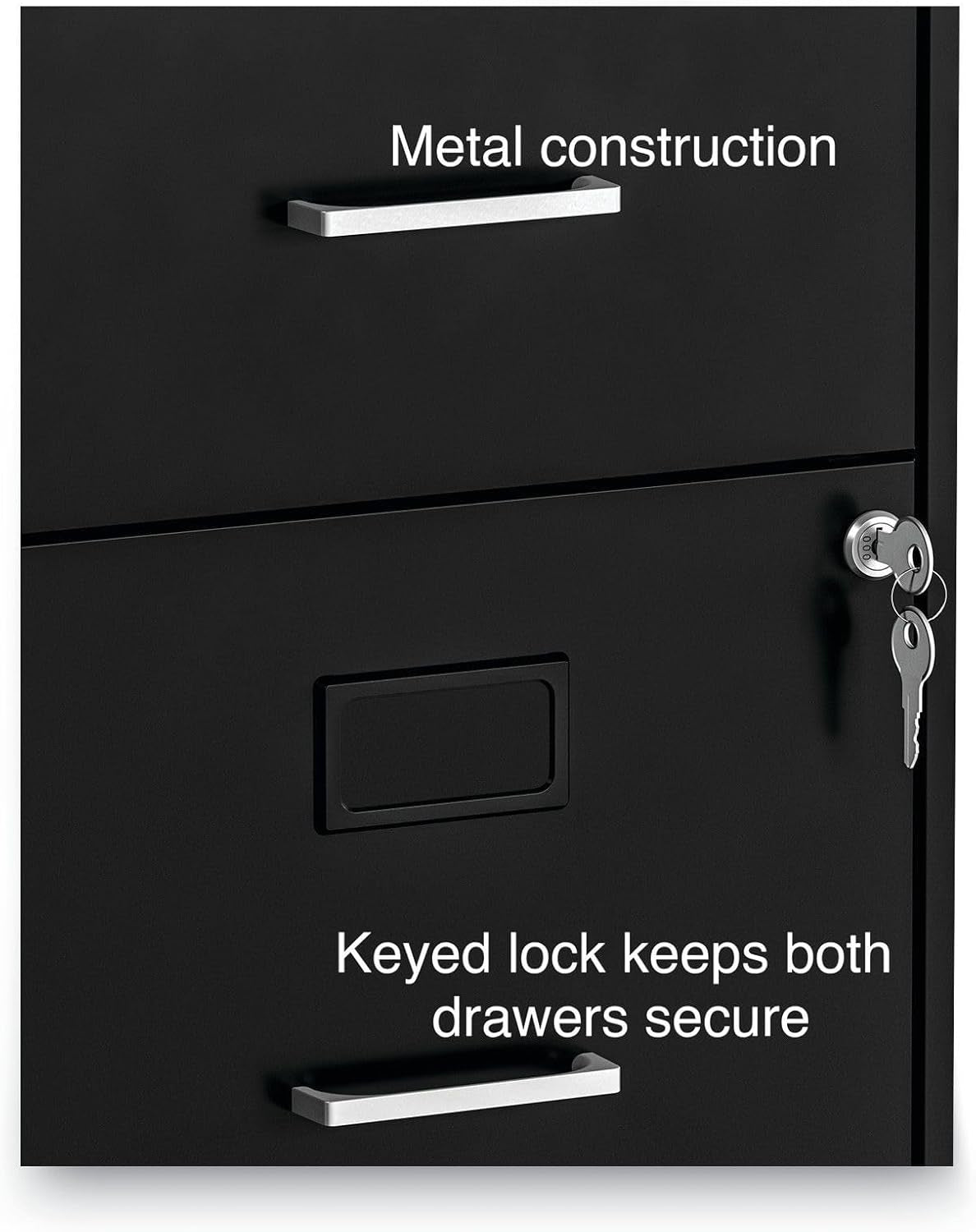 Soho Two Drawer Vertical Letter File Cabinet Black With Key Lock 14 x 18 x 24.1 In