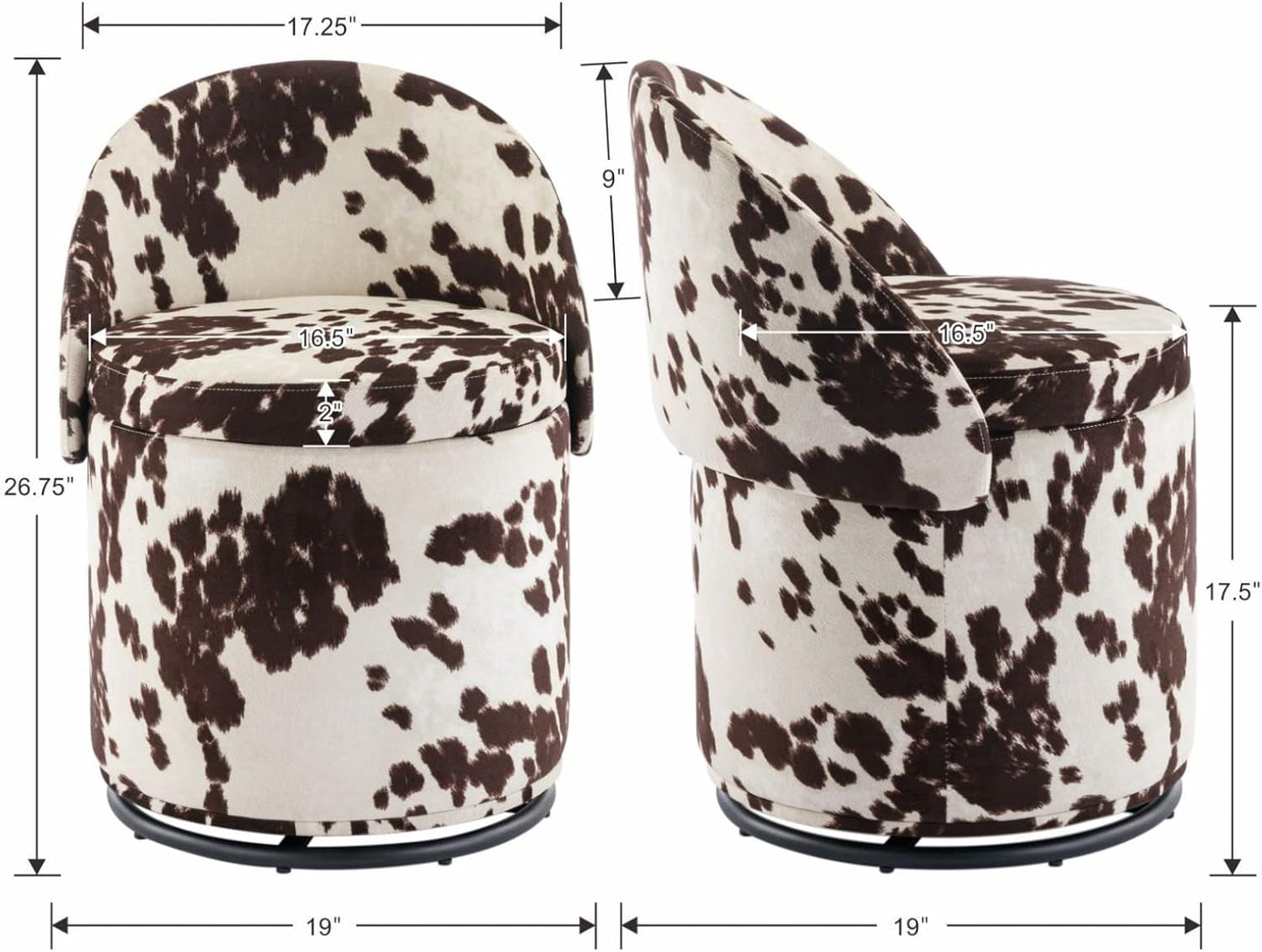 Velvet Upholstered Vanity Chair Storage Swivel