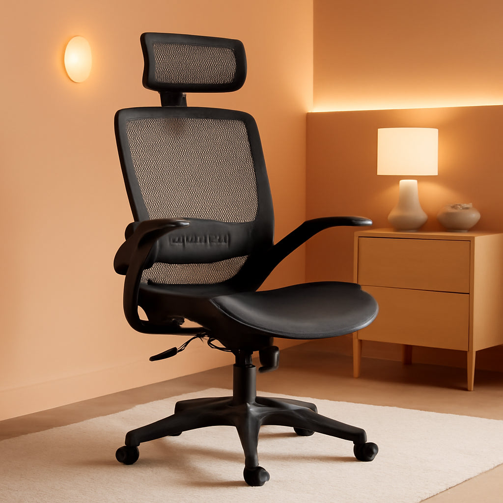 Ergonomic High Back Chair With Mesh Seat Flip Up Armrests