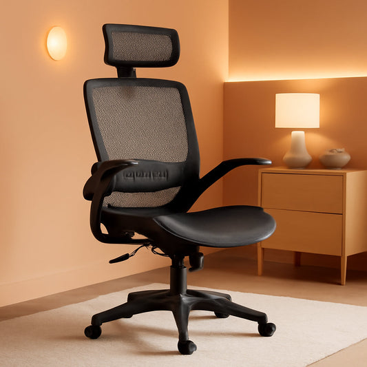 Ergonomic High Back Chair With Mesh Seat Flip Up Armrests