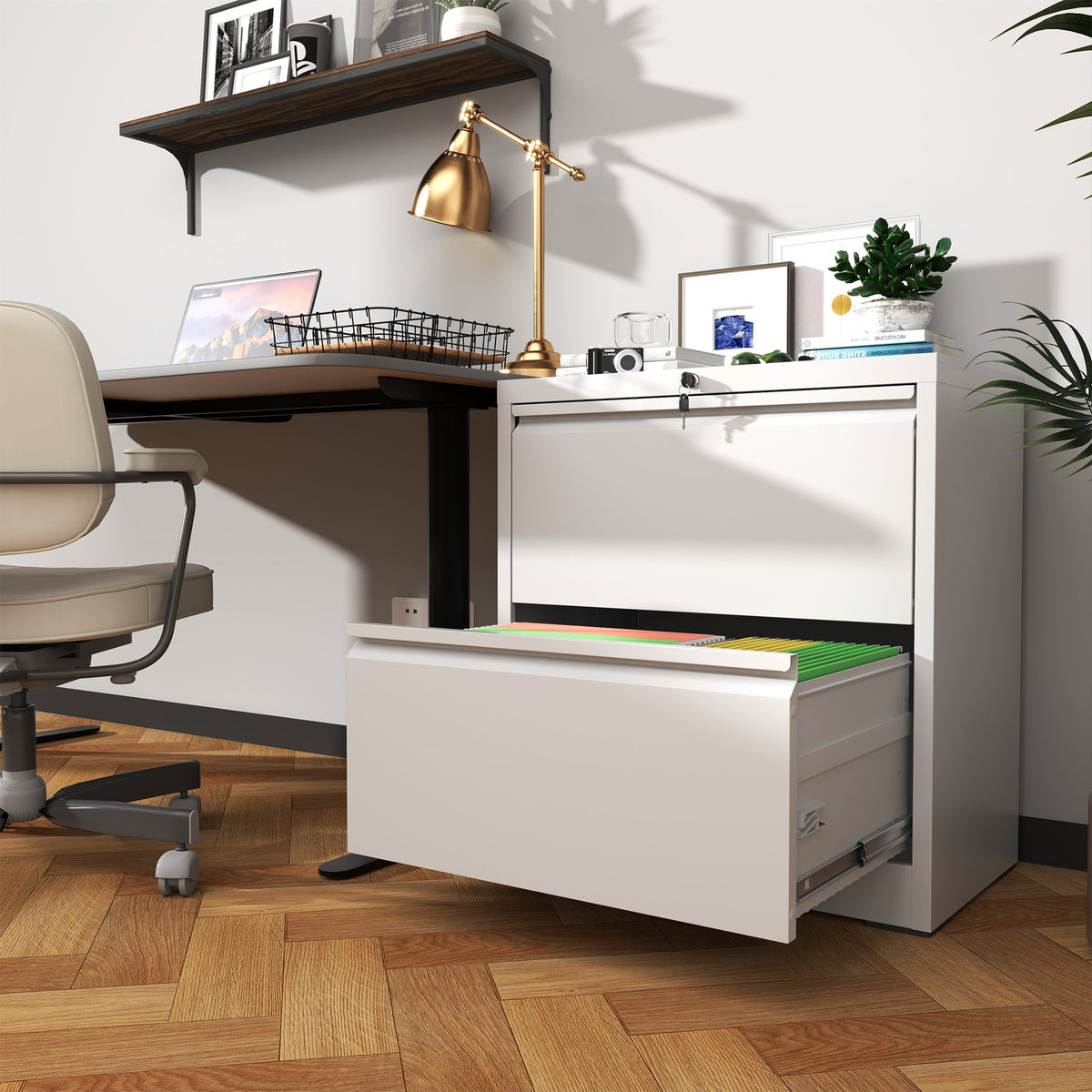 2 Drawer Lateral File Cabinet with Lock
