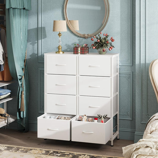 Fabric Dresser For Bedroom Tall White Modern Storage Unit